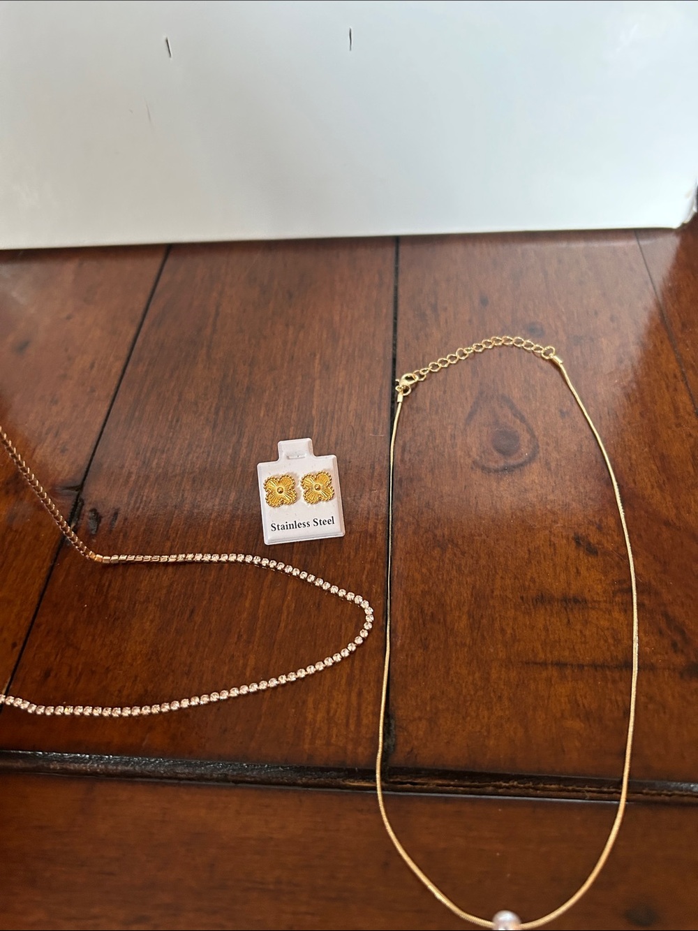 Elegant Gold Tennis Necklace pearl Necklaces Fashion earrings, - Picture 10 of 16
